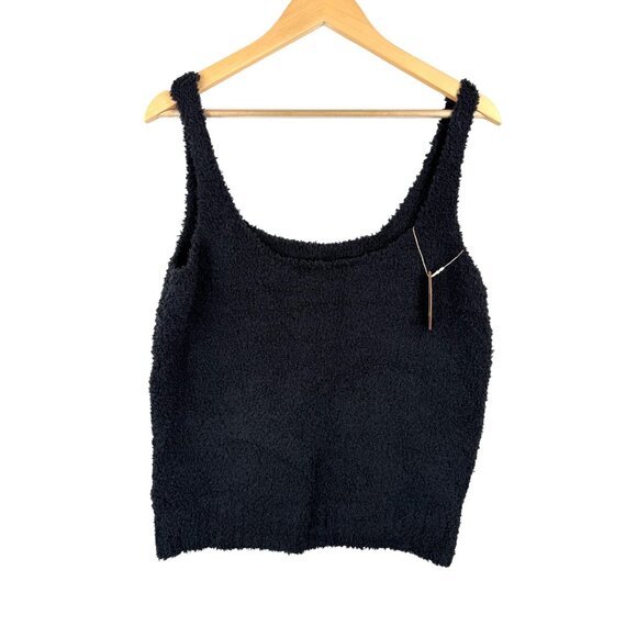 SKIMS Cozy Knit‎ Tank Black fuzzy soft onyx lounge sz 4X/5X - Picture 1 of 7